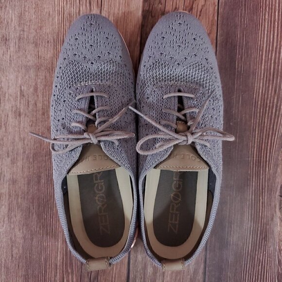 Cole Haan Womens 8.5 B Zerogrand Grand OS Gray Knit Oxford Wingtip Shoes W06727 - Picture 7 of 15